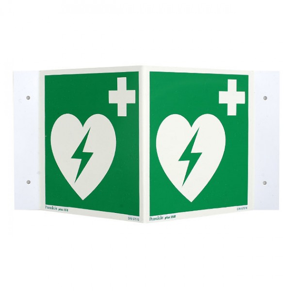 AED rechtwinkliges Nasenschild (45x20x0,1 cm)